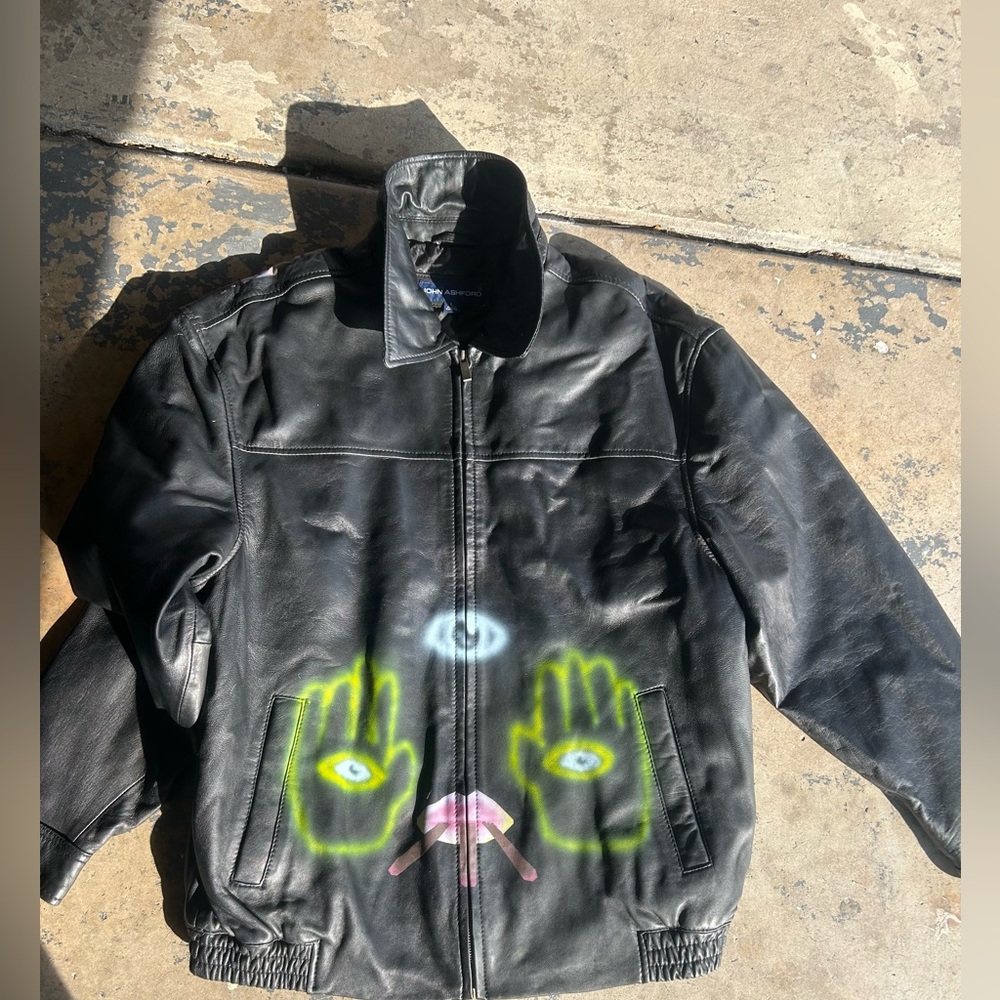Airbrushed leather jacket